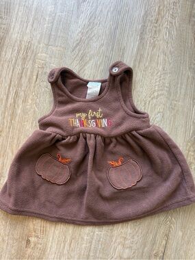 Baby Starters Brown 'My First Thanksgiving' Pumpkin Dress
